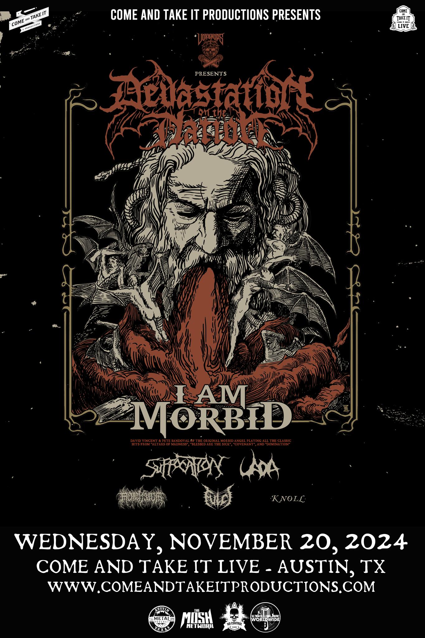 Devastation on the Nation 2024 with I Am Morbid, Suffocation and more at Come and Take It Live