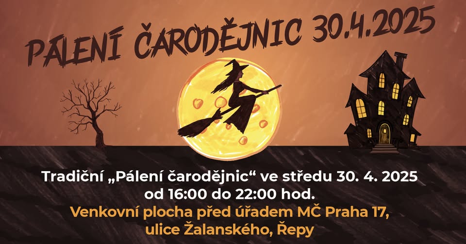 Pálení čarodějnic na louce před radnicí Prahy 17