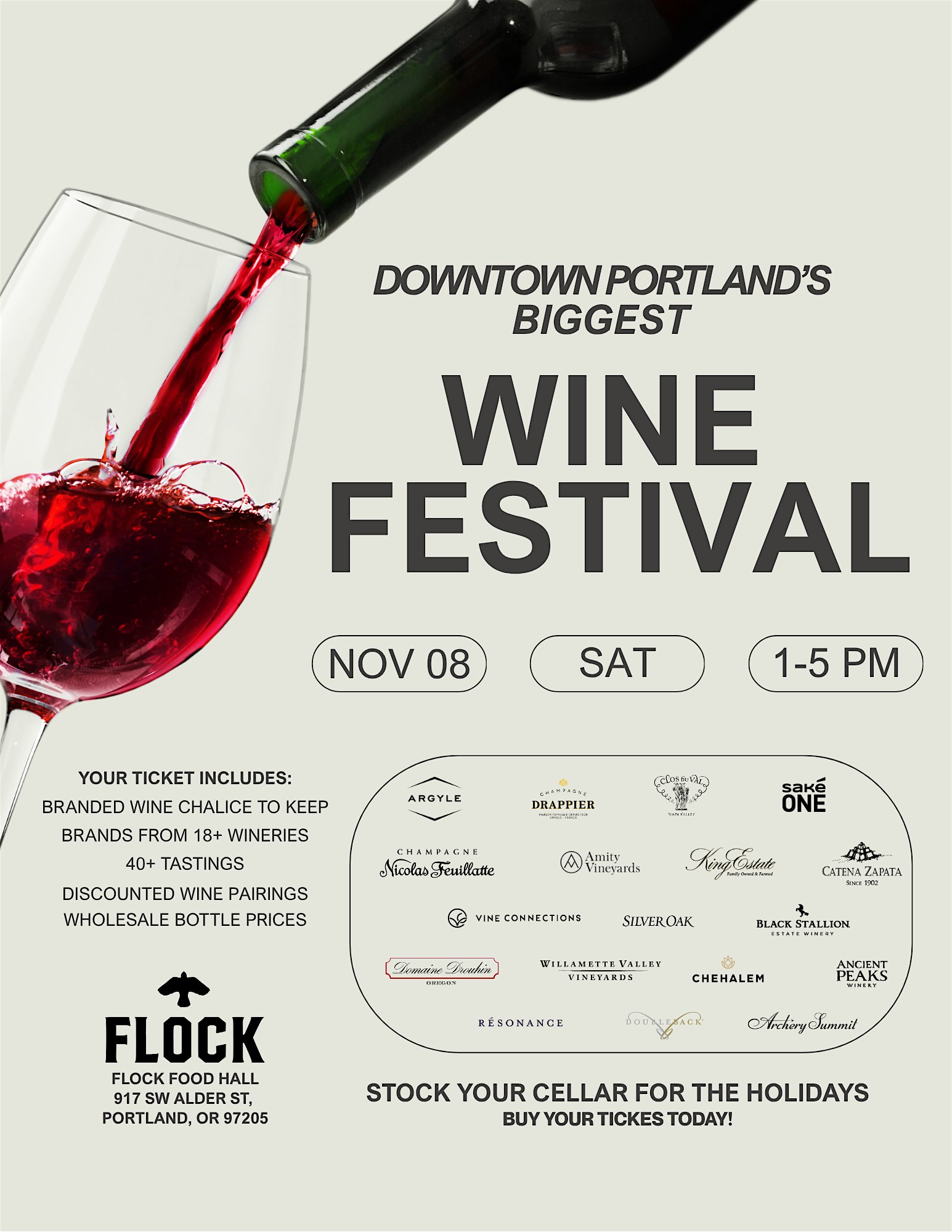 Stock Your Cellar [NOV 8TH] Wine Festival at Flock Food Hall