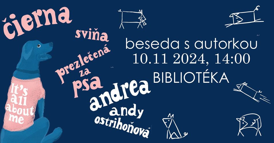 Čierna sviňa prezlečená za psa na Bibliotéke 2024