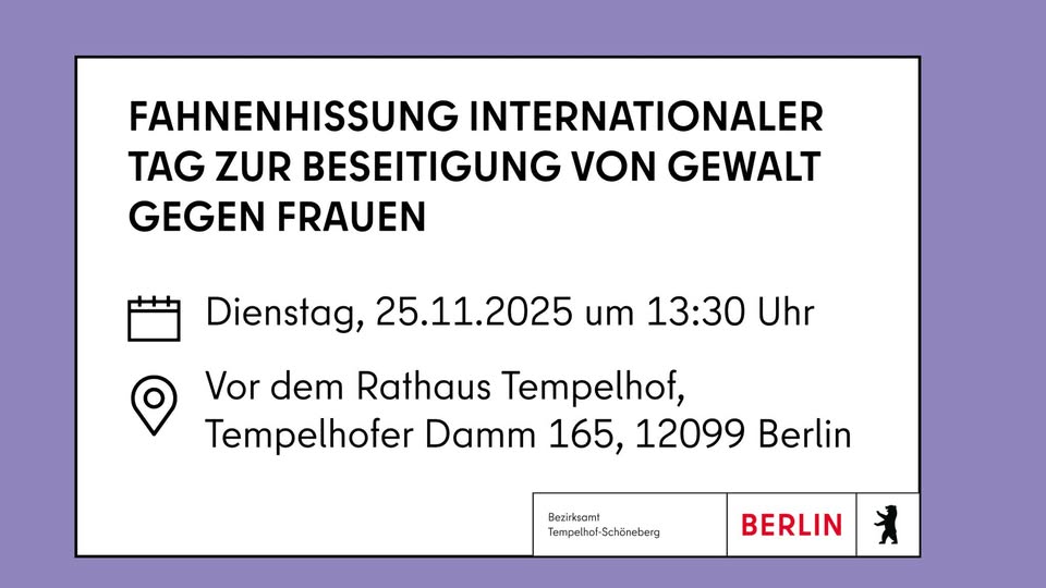 Fahnenhissung Internationaler Tag zur Beseitigung von Gewalt gegen Frauen