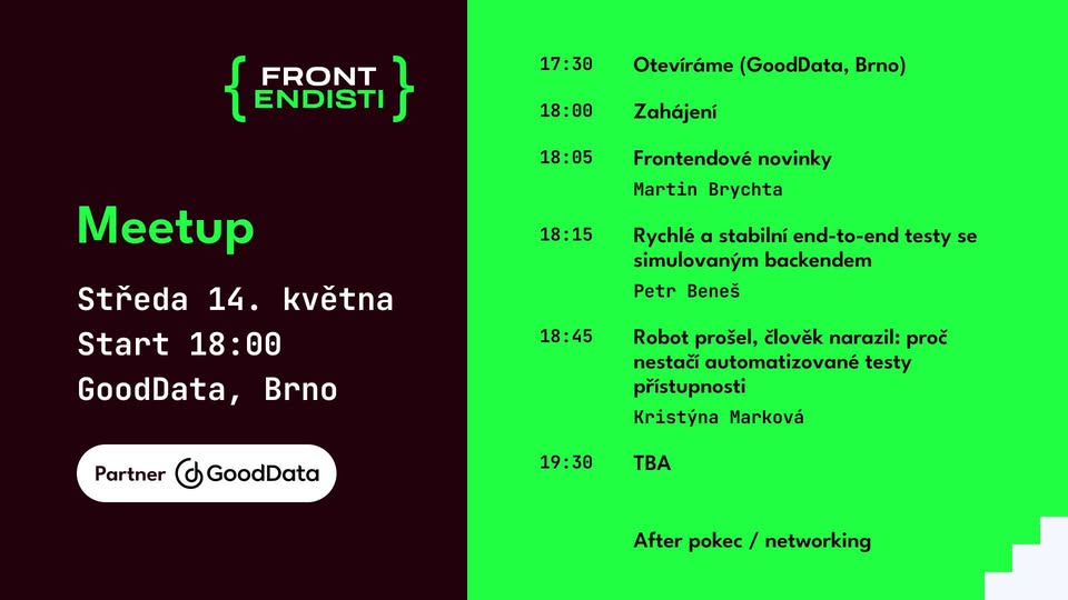 Brno [GoodData]: FE novinky, proč nestačí automatizované testy přístupnosti