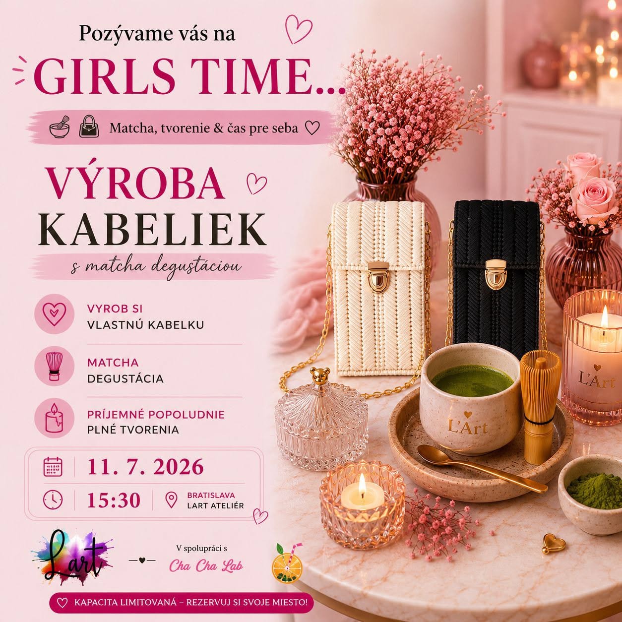 Zážitkové tvorenie GIRLS NIGHT- Tvorenie kabelky & matcha rituál