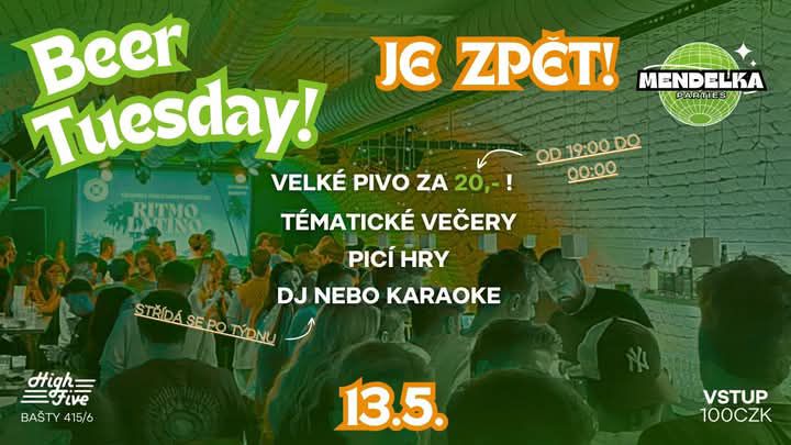 🍻 BeerTuesday - 🎤 Karaoke night - 📍 HighFive - 💥 Pivo za 20 Kč