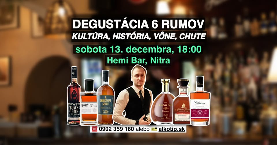 Zážitková Degustácia Rumu v Nitre v Hemi Bare - z Kuby na Martinik