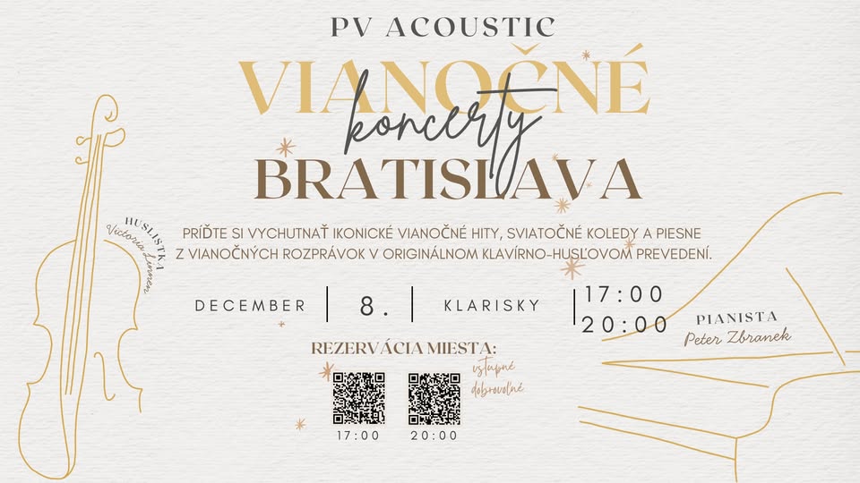 Victoria Linnen a Peter Zbranek: Vianočné koncerty v Koncertnej sieni Klarisky, Bratislava