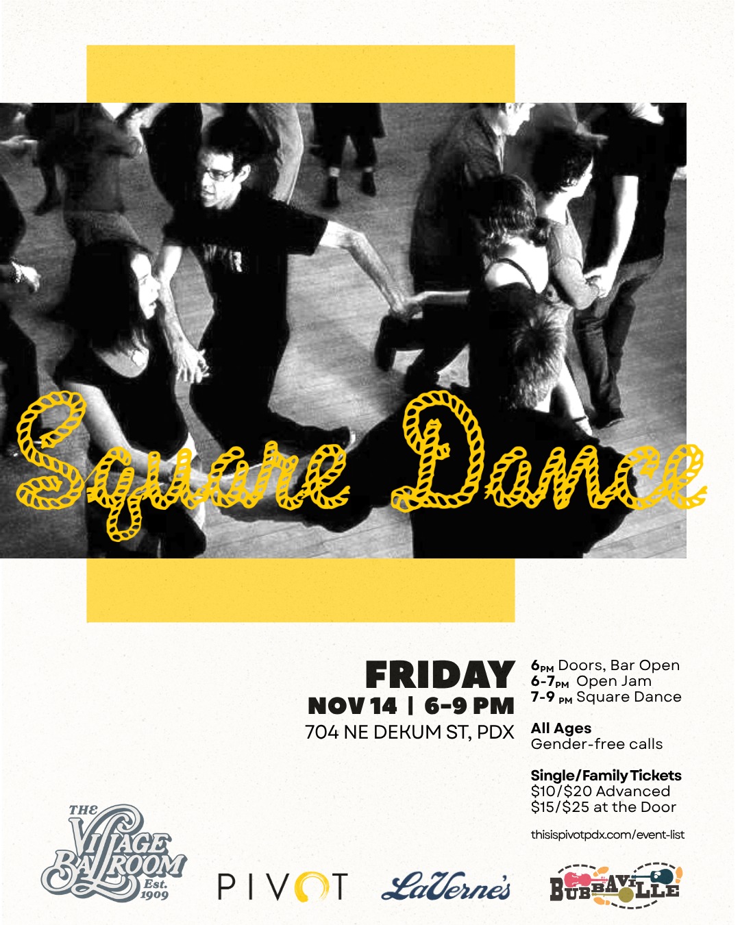 Fall Square Dance and Jam at the Village Ballroom