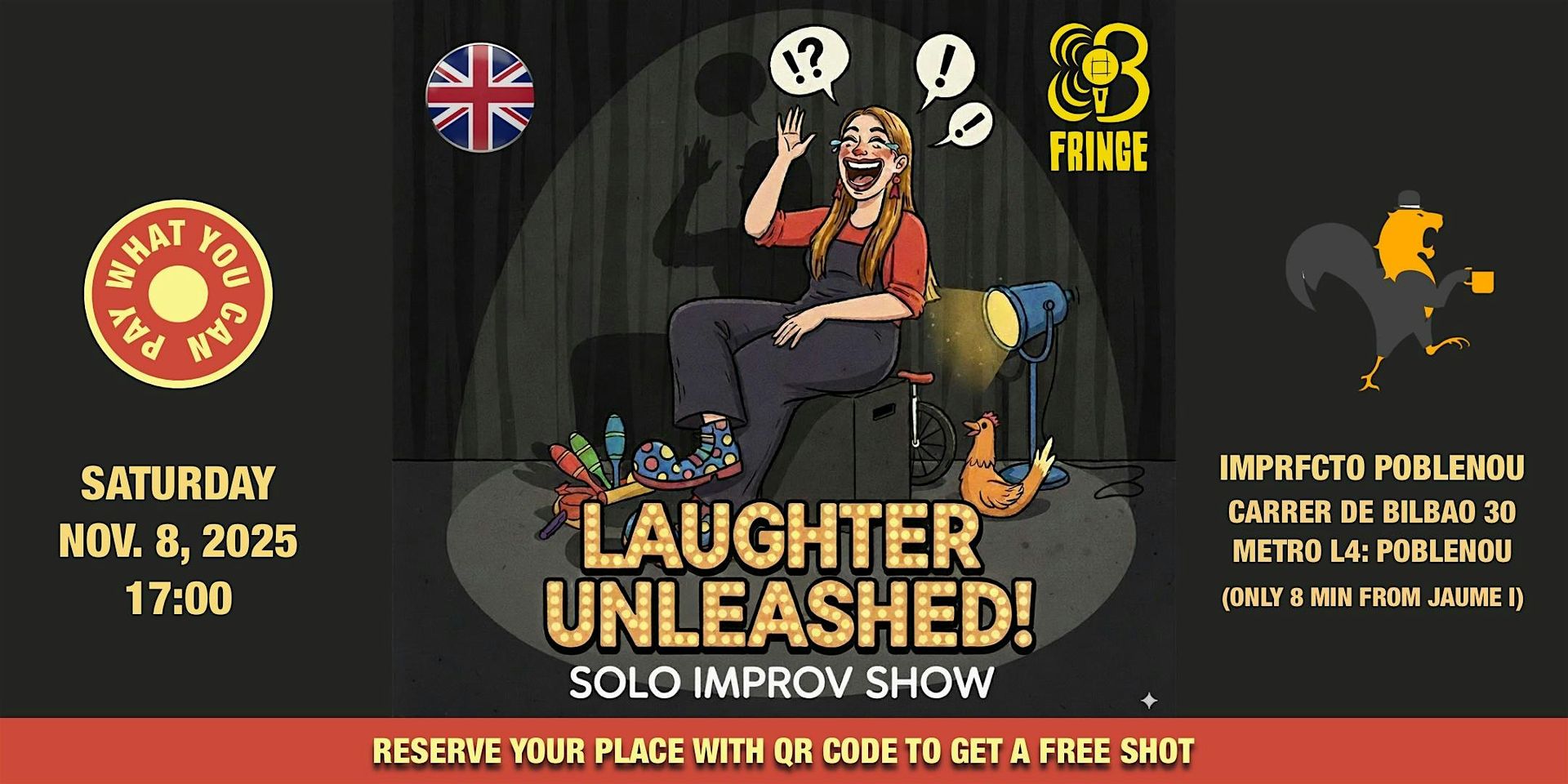 Laughter Unleashed: Solo Improv Show (FREE ENTRANCE) · ENG · BCN FRINGE