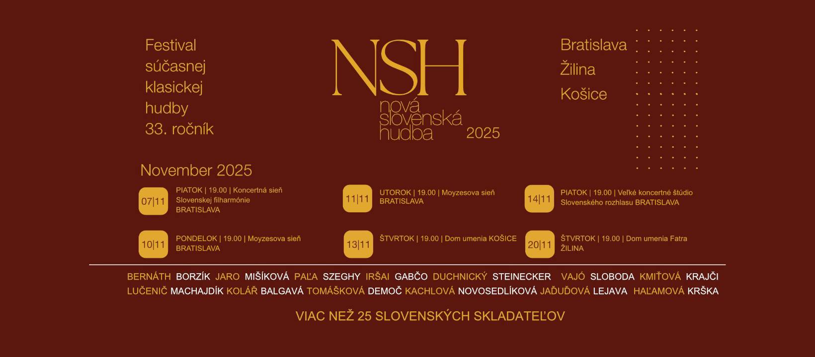NOVÁ SLOVENSKÁ HUDBA 2025 | Bratislava - Žilina - Košice