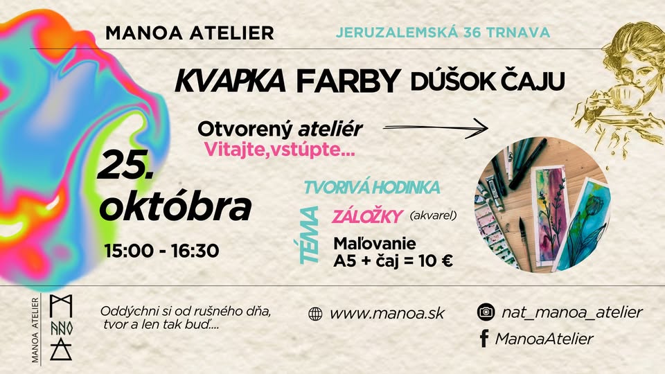 Kvapka farby dúšok čaju - Vyrob si záložky pri šálke čaju( V rámci týždňa Učiaca sa Trnava)