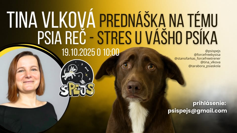 Prednáška: Psia reč - stres u vášho psa s Tinou Vlkovou 19.10.