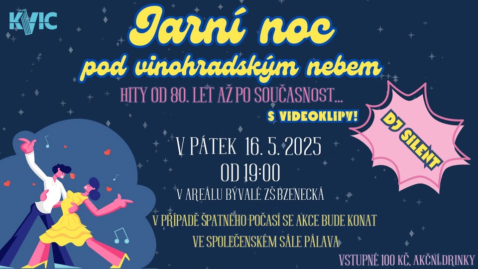 Jarní noc pod vinohradským nebem! Hity od 80. let až po současnost s videoklipy