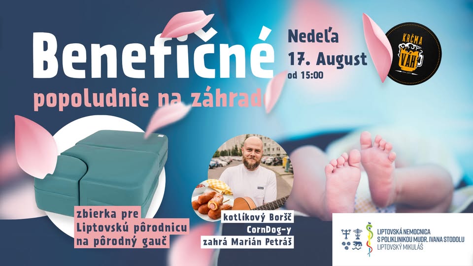 🌿 Benefičné popoludnie na záhrade Krčmy Váh 🌿- zbierka pre Liptovskú pôrodnicu