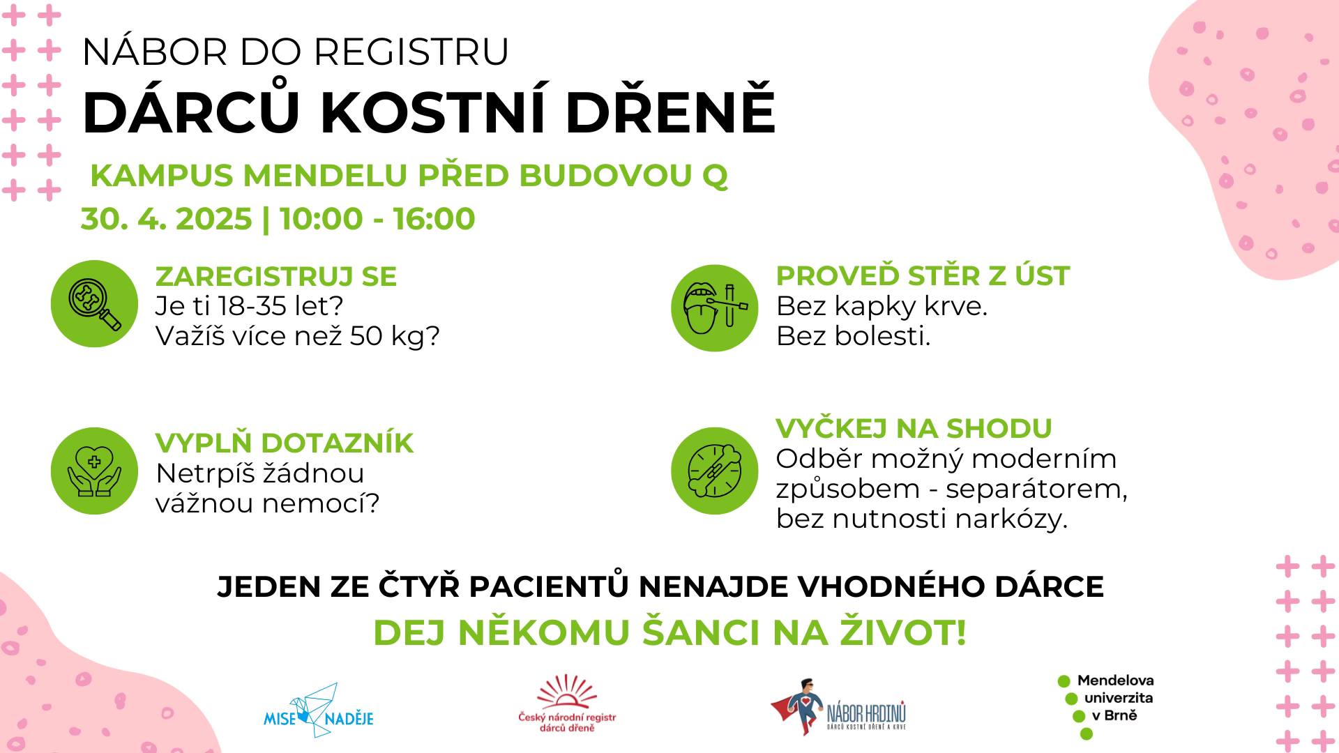 Nábor do Registru dárců kostní dřeně - KAMPUS MENDELU
