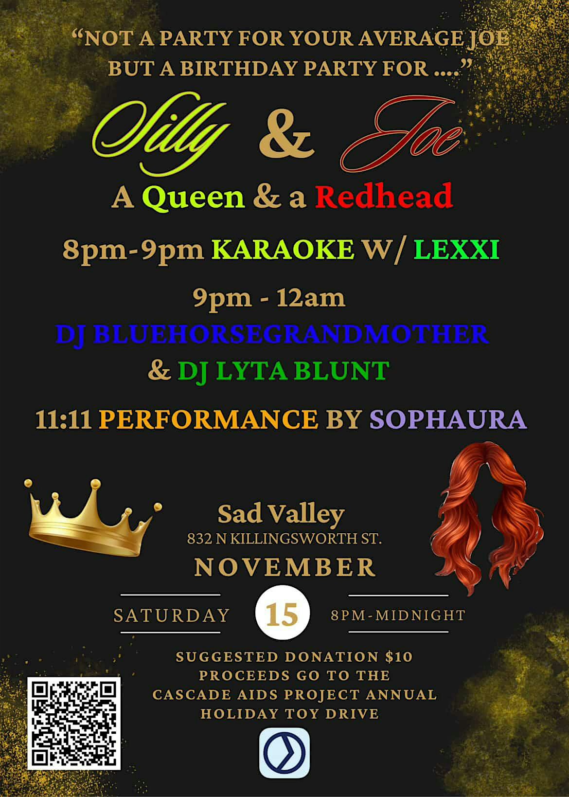 A Queen and a Redhead (Birthday Fundraiser for CAP Toy Drive)