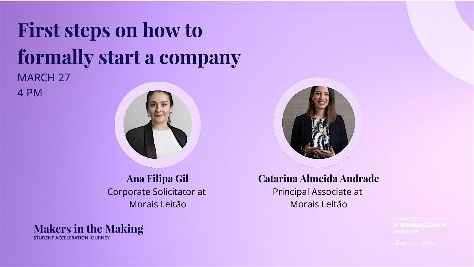 First steps on how to formally start a company Workshop