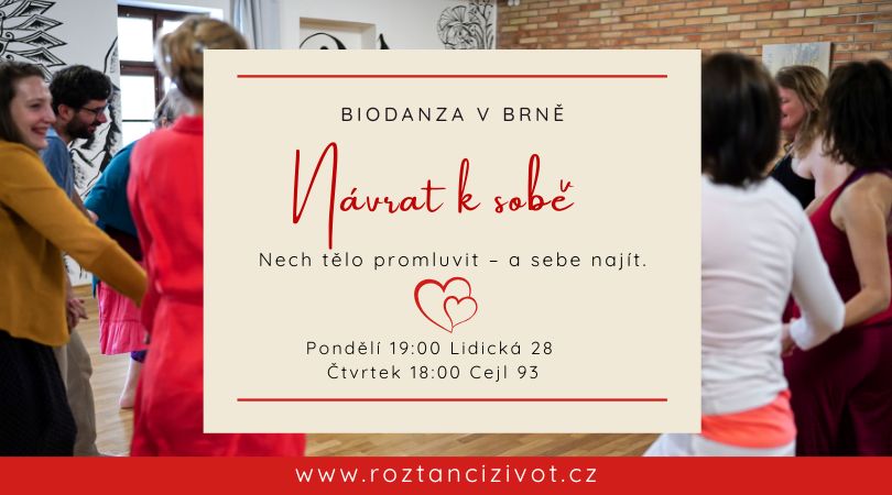 Biodanza otevřené lekce ve čtvrtek 18:00 Cejl 93