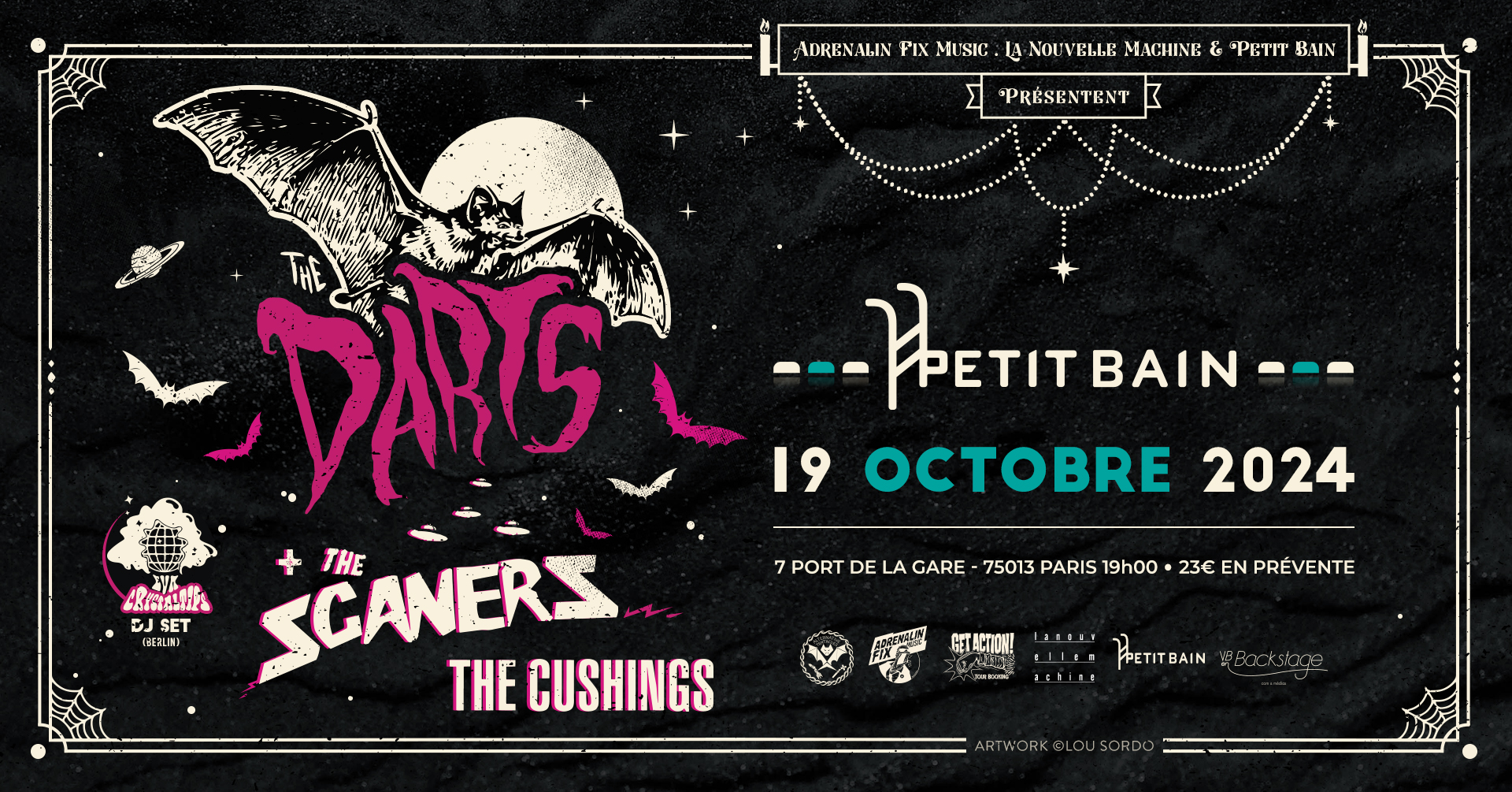 à Paris:  THE DARTS (US) - THE SCANERS - THE CUSHINGS