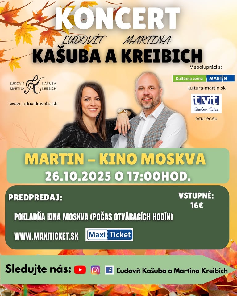 Koncert Ľudovít Kašuba a Martina Kreibich v meste MARTIN