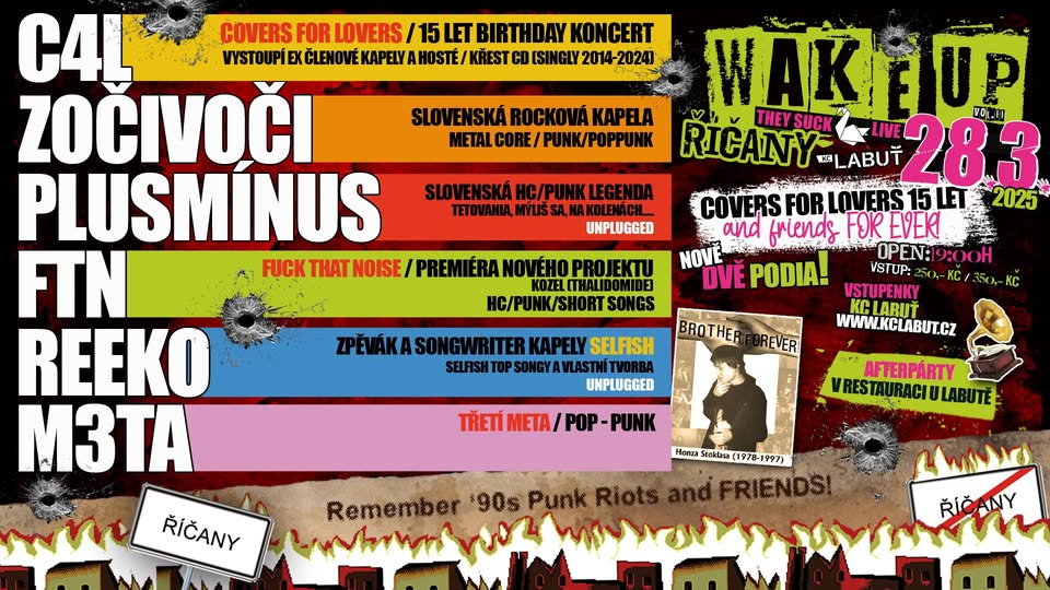 WAKE UP ŘÍČANY - 15 LET COVERS FOR LOVERS A HOSTÉ