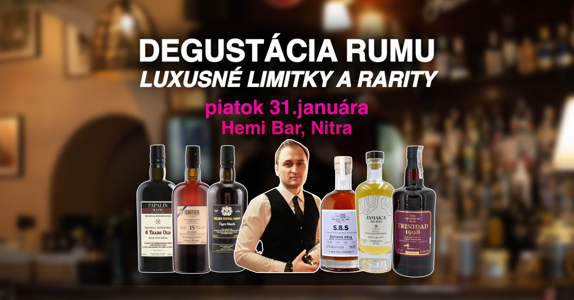 Degustácia starých, raritných, single cask rumov v Nitre (+ catering)