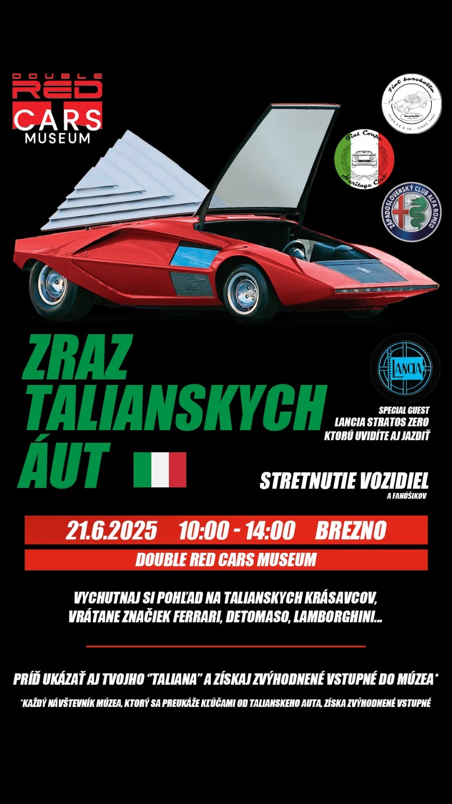 Zraz Talianských vozidiel Double Red Cars