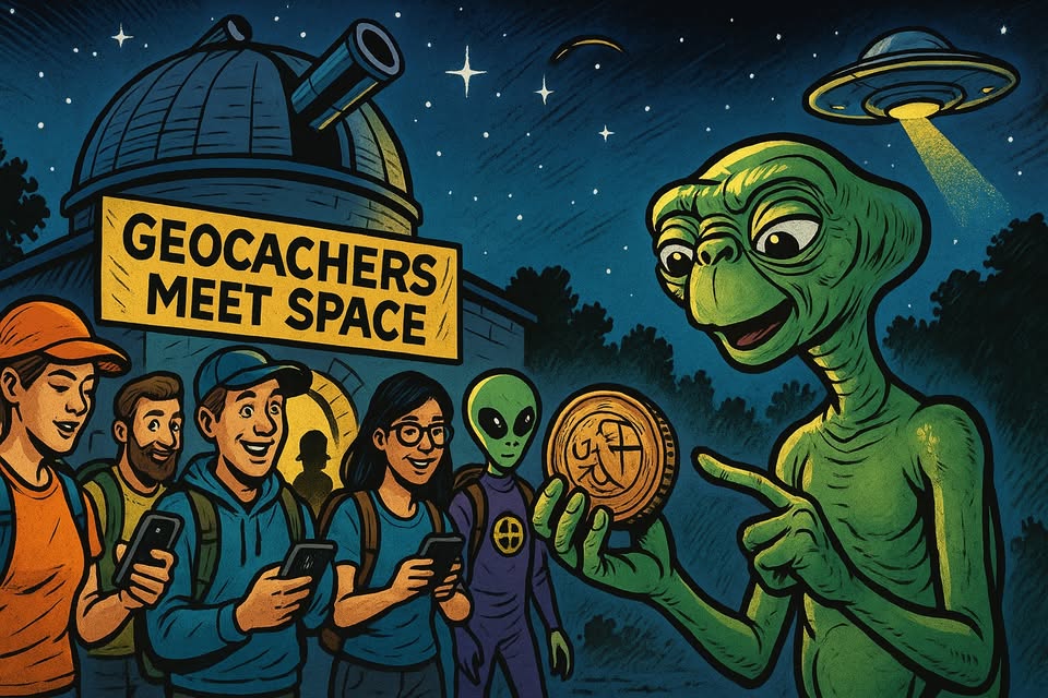 Když se geokeškaři potkávají s vesmírem (a E.T. hledá CWG)
