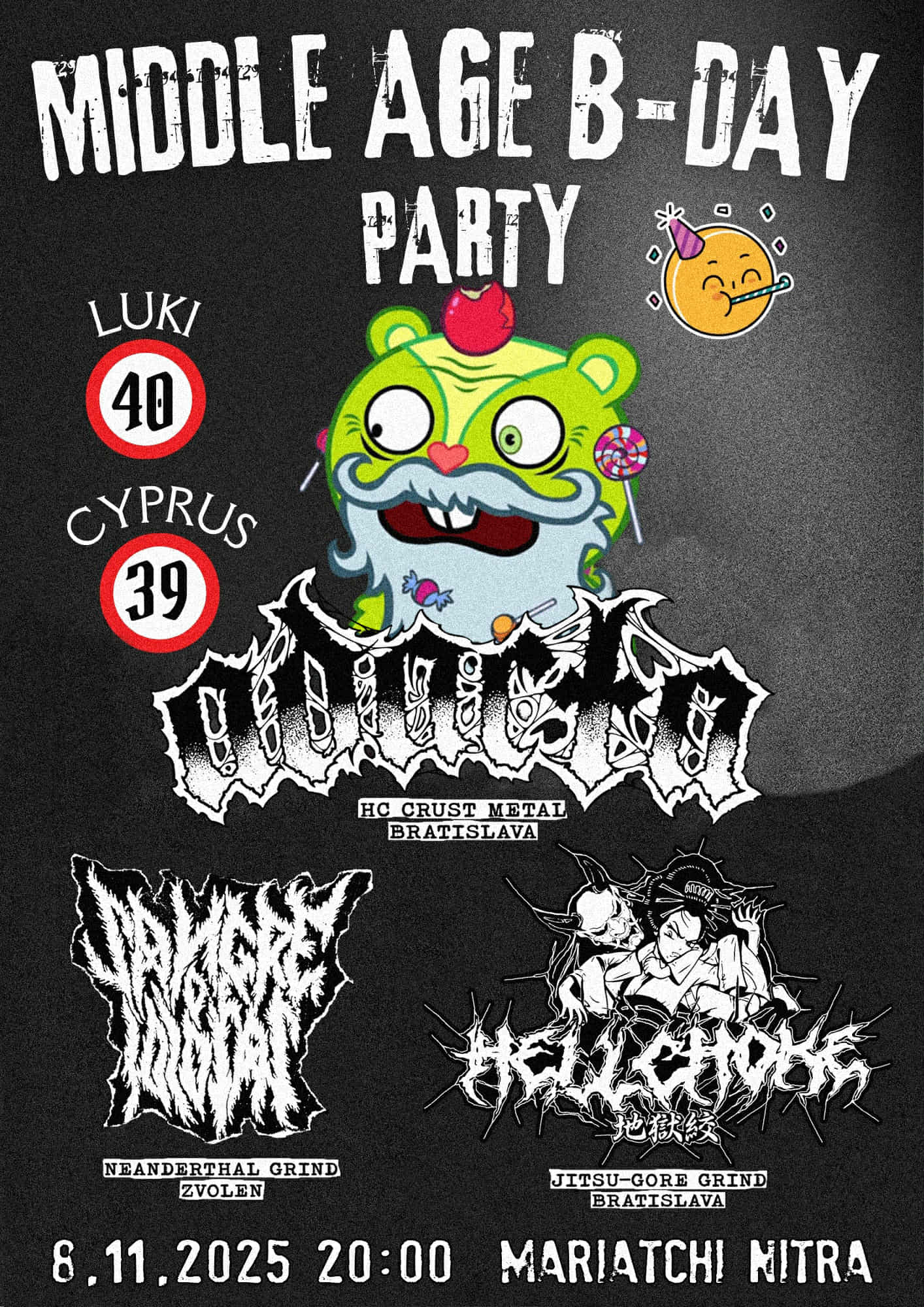 ADACTA (BA) + SANGRE DE IDIOTAS (ZV) + HELLCHOKE (BA) ,Nitra - Mariatchi