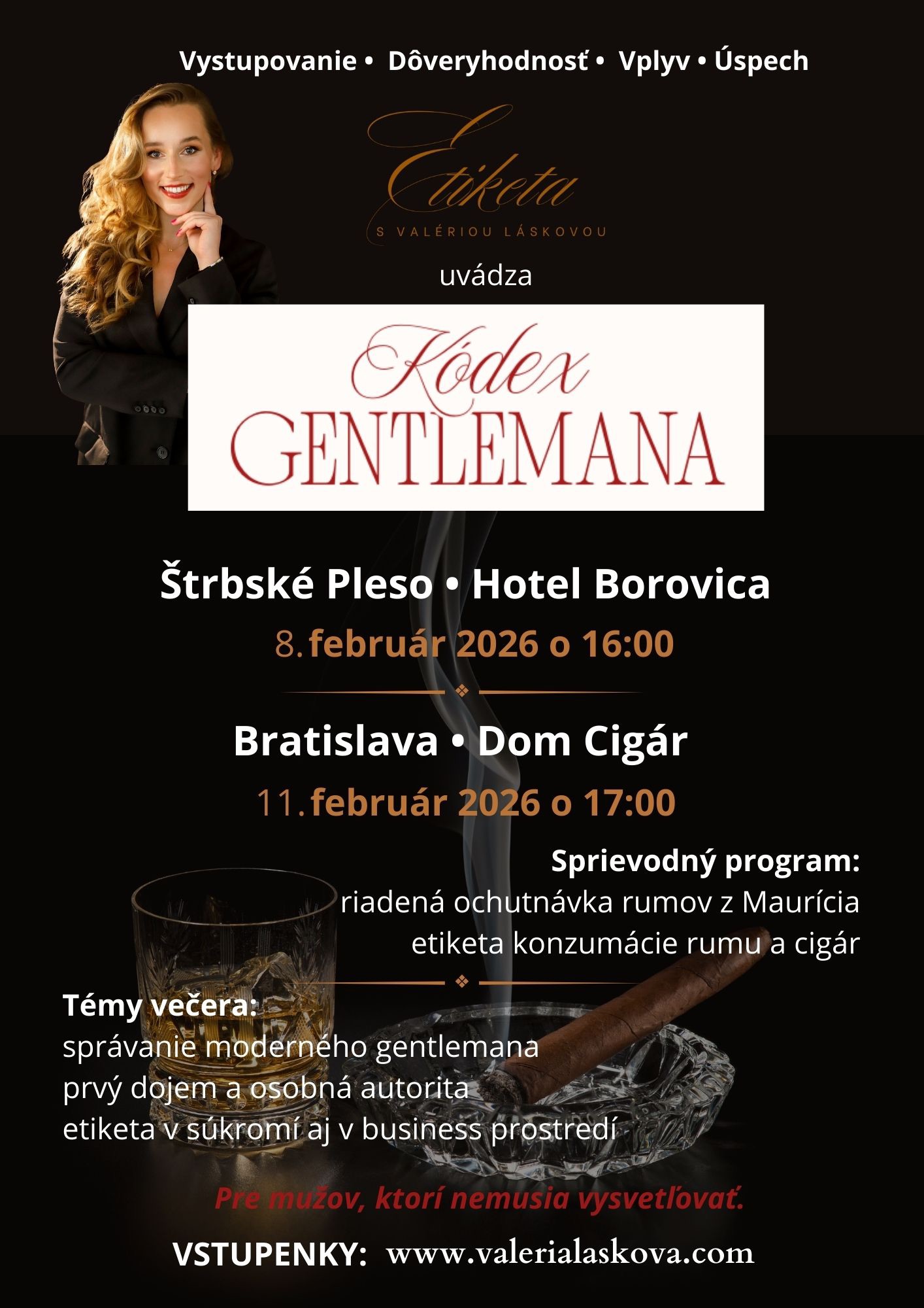 Kurz etikety: Kódex Gentlemana + ochutnávka rumov a cigár