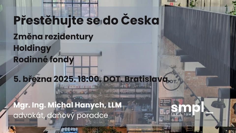 Daňová rezidentura, holdingy a fondy v ČR - Přestěhujte se do Česka