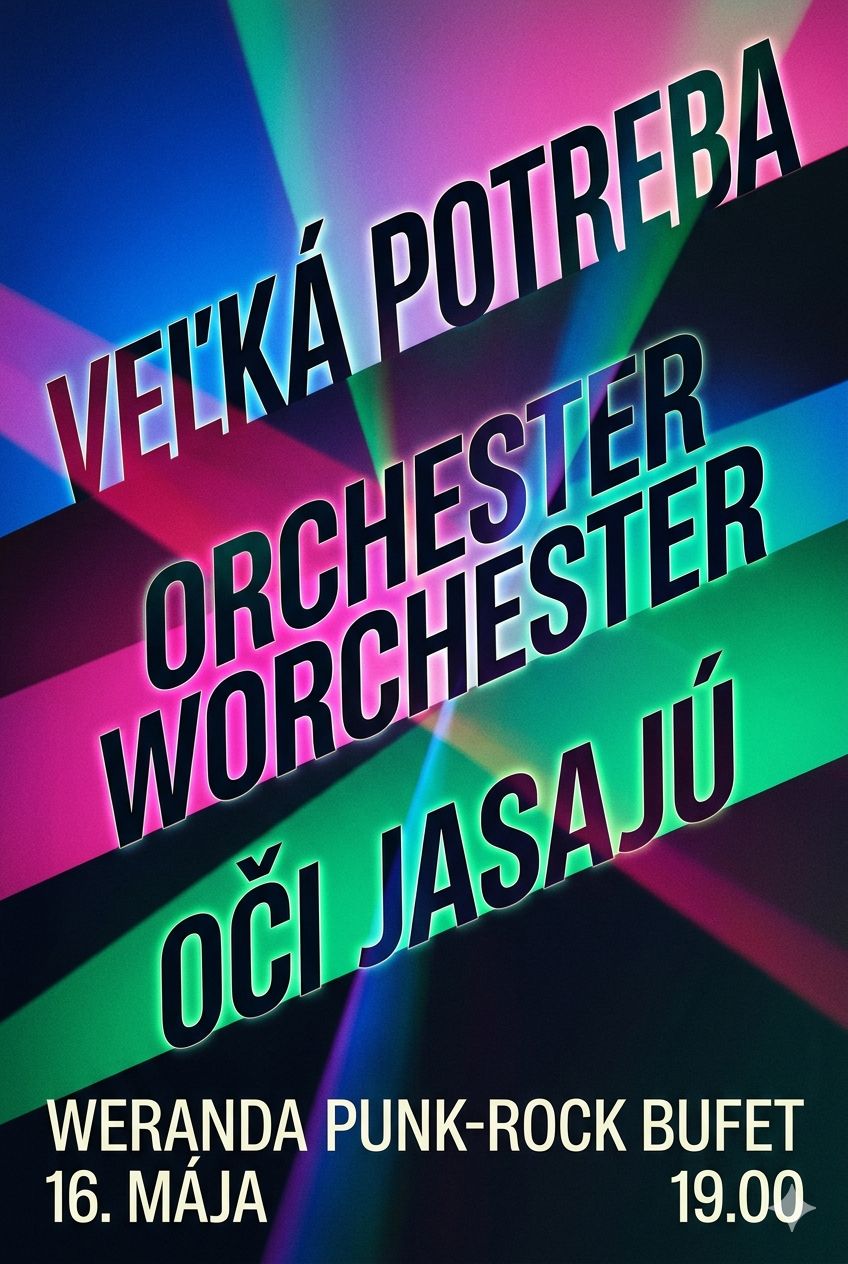 VEĽKÁ POTREBA & ORCHESTER WORCHESTER & OČI JASAJÚ  - koncert