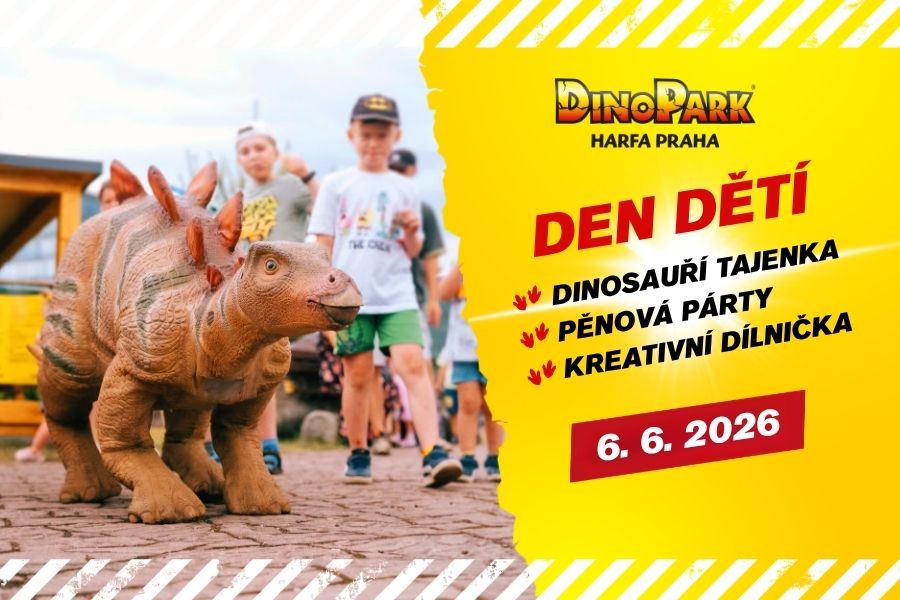 🦖🫧 Den dětí a pěnová párty | DinoPark Harfa Praha | 6. 6. 2026