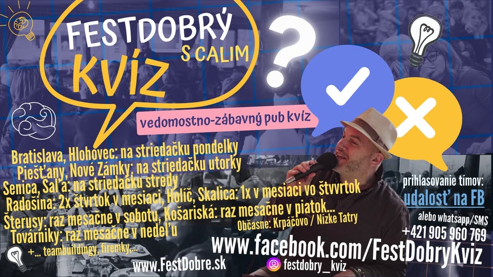 FestDobrýKvíz s Calim v Bizy/ Nové Zámky, Ľ. Štúra 5/ utorok 22. júla 2025 o 19:00