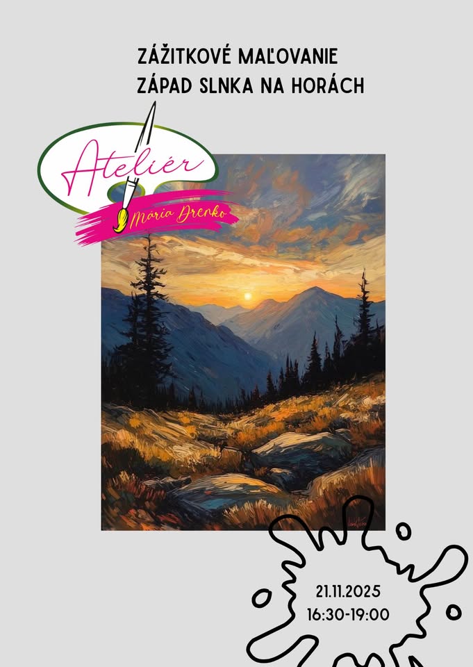 Zážitkové maľovanie - Západ slnka na horách - 38€