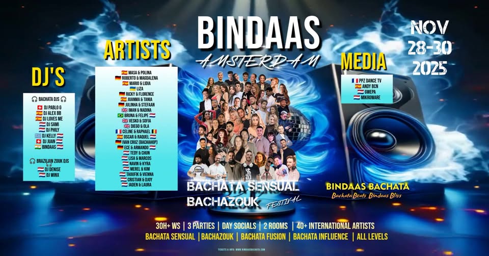 𝑩𝑰𝑵𝑫𝑨𝑨𝑺 Bachata Sensual & Bachazouk Festival - Nov 28-30, 2025 - Amsterdam