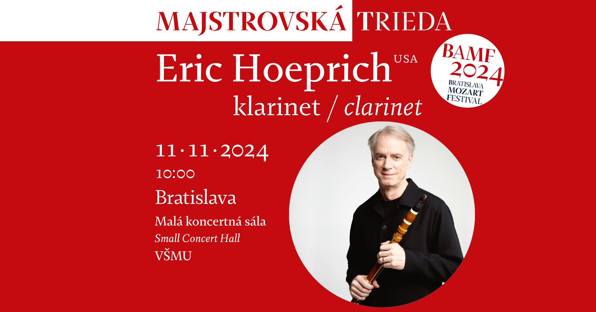 Majstrovská trieda • ERIC HOEPRICH • klarinet • #BAMF2024