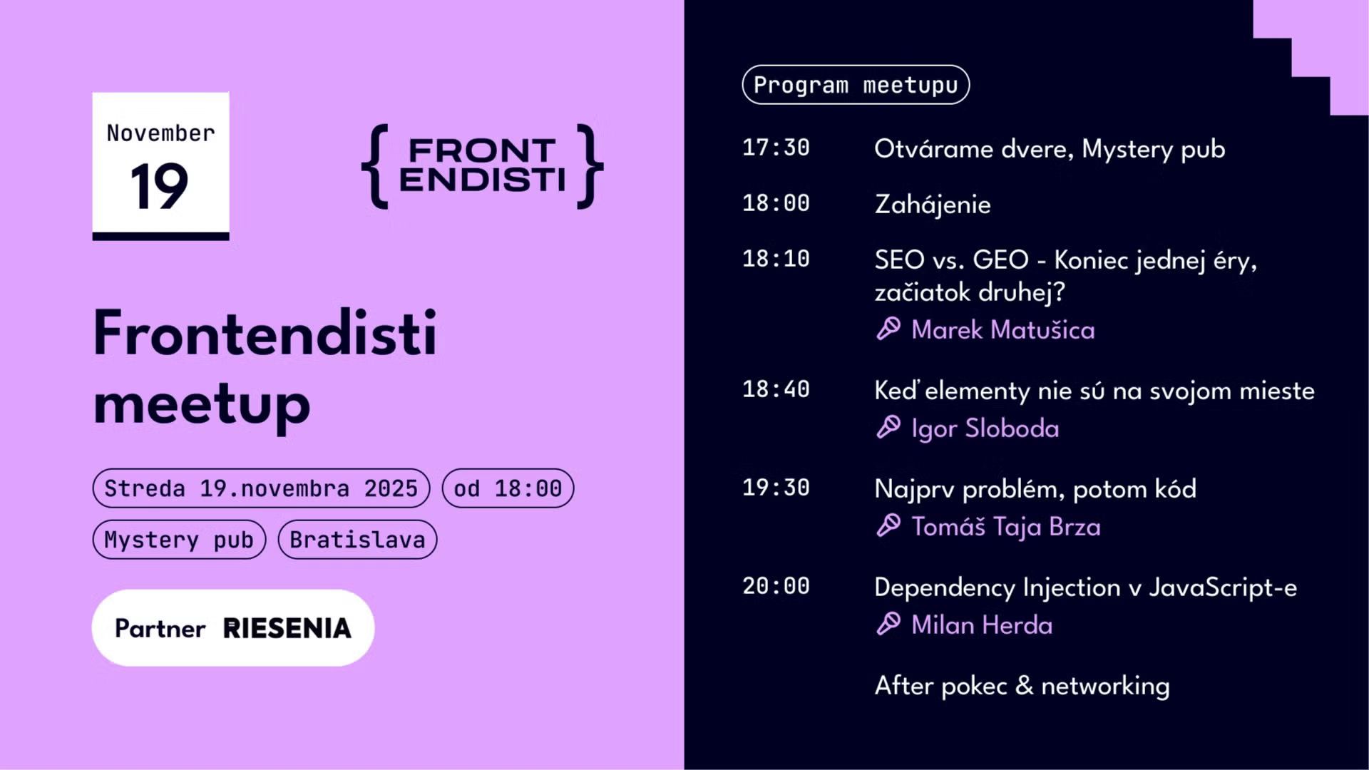 Bratislava: Novembrový meetup | Frontendisti.cz