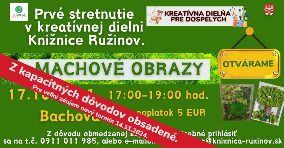 OTVÁRAME BRÁNY KREATÍVNEJ DIELNE PRE DOSPELÝCH