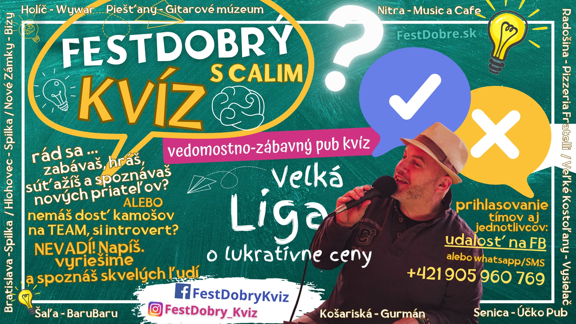 Vedomostno-zábavný FestDobrýKvíz s Calim v Music a Cafe/Nitra (N-Centro)/štvrtok 15.1.2026 o 19:00