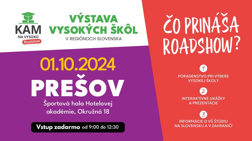 Kam na vysokú 2025 - výstava vysokých škôl v Prešove