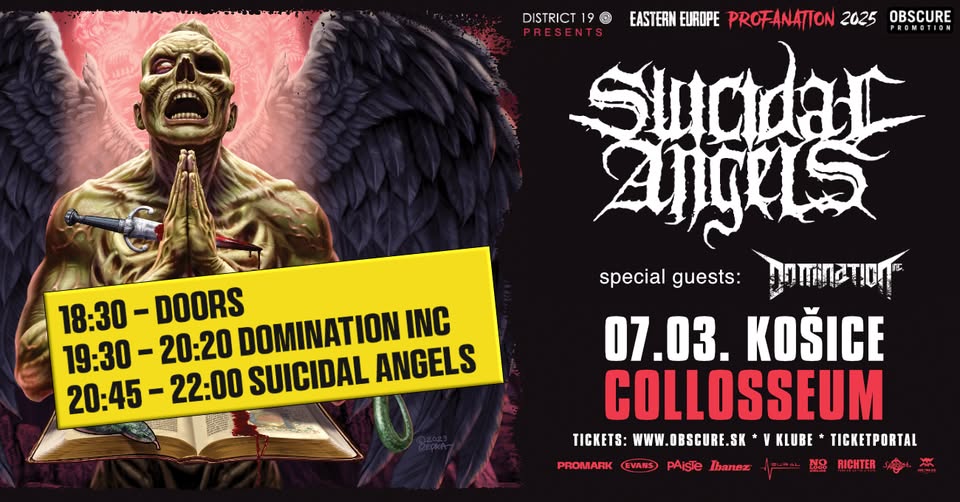 SUICIDAL ANGELS, Domination Inc. - Košice
