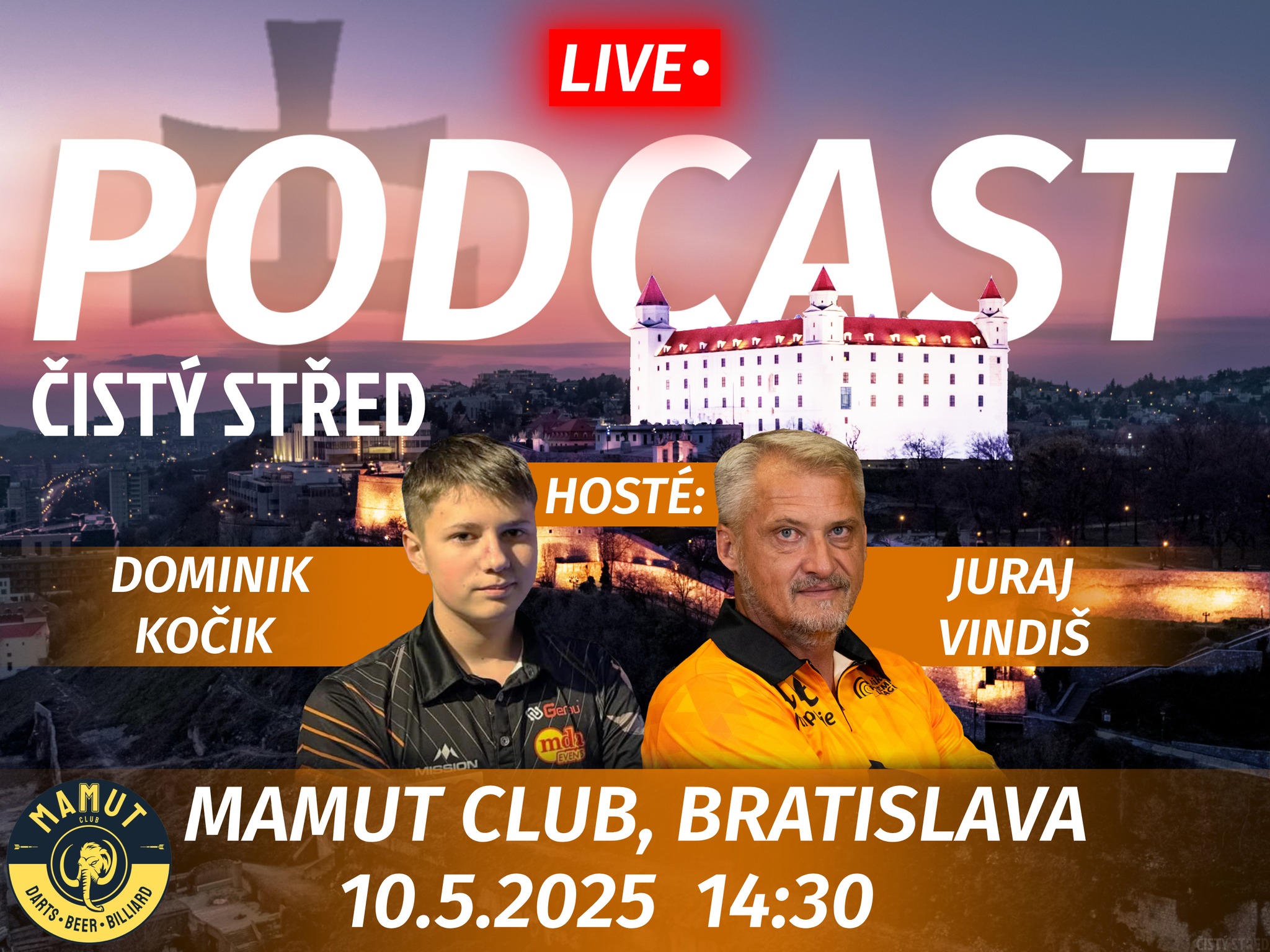 Živý podcast Bratislava - hosté Dominik Kočik a Juraj Vindiš