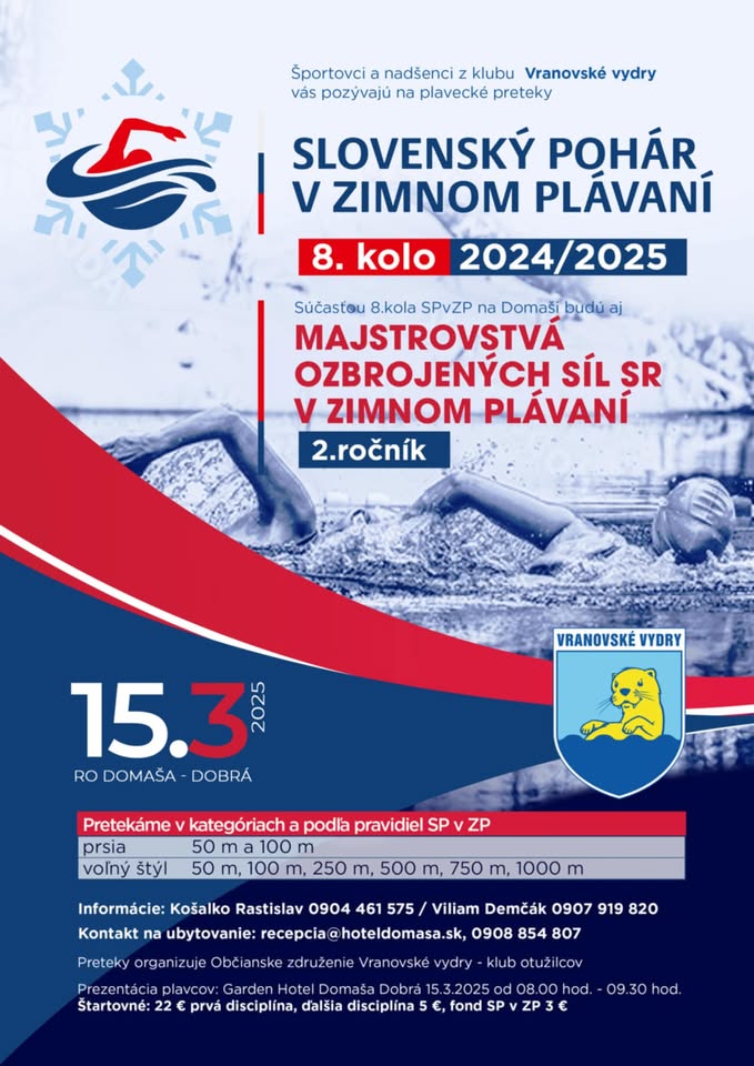 8. preteky Slovenský Pohár v Zimnom Plávaní 2024 - 2025 - DOMAŠA DOBRÁ, 15. 03. 2025