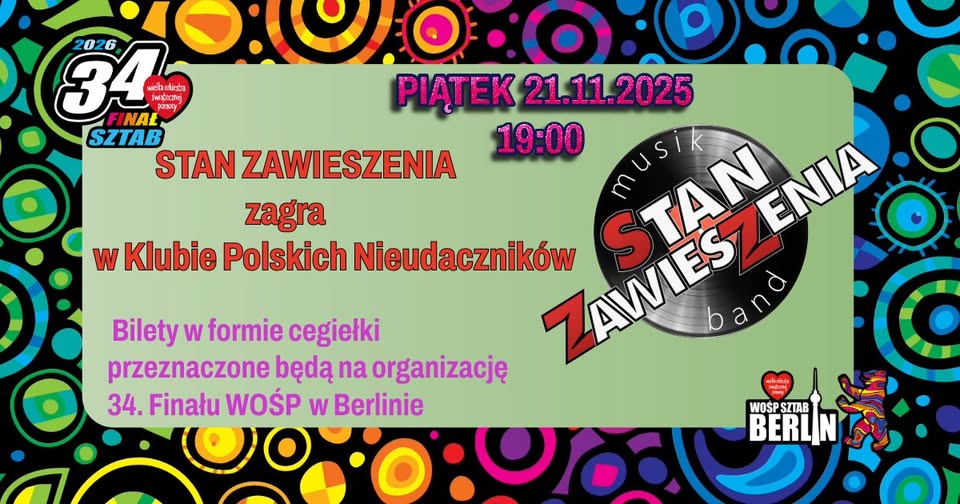 KONCERT NA RZECZ ORGANIZACJI 34.FINAŁU WOŚP W BERLINIE- WSTĘP BILETOWANY