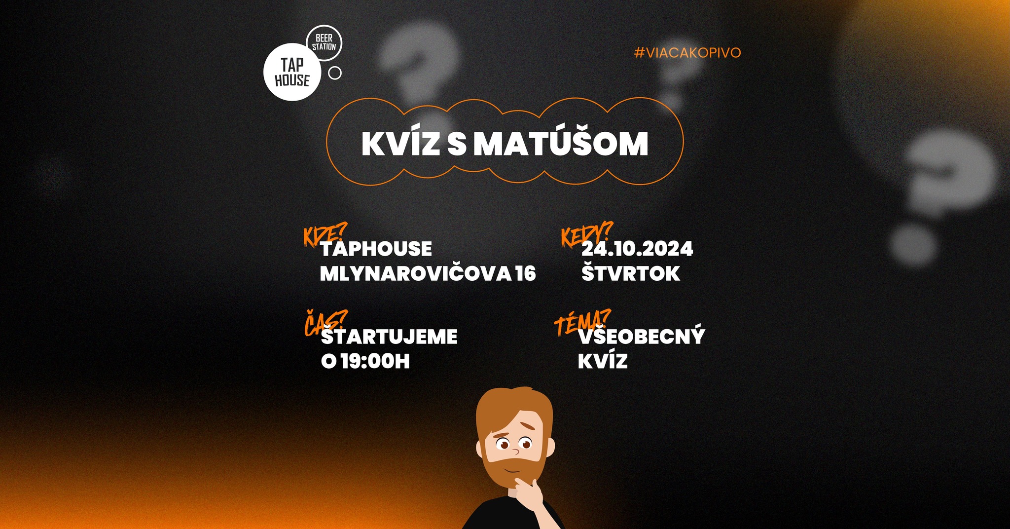 🧠  Všeobecný kvíz s Matúšom v TapHouse