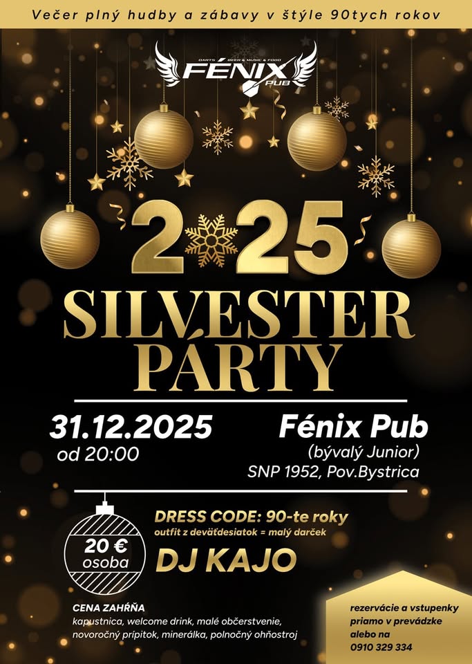 Silvestrovská párty vo Fénix Pub
