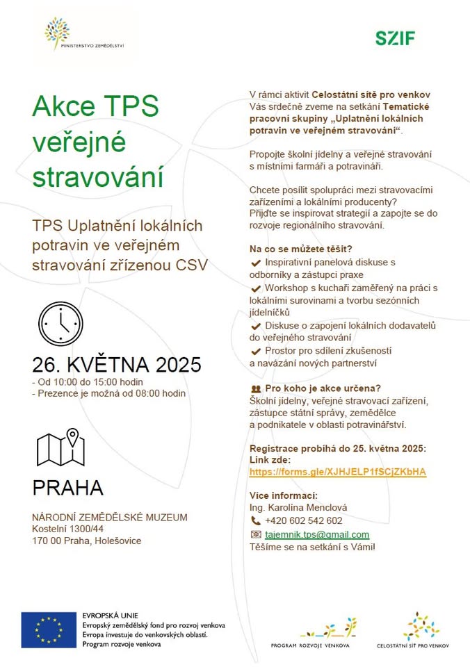 Veřejné stravování - akce Tematické pracovní skupiny