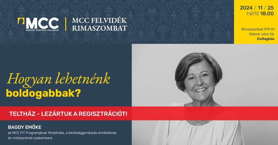TELTHÁZ - Az MCC Rimaszombatban: Bagdy Emőke - Hogyan lehetnénk boldogabbak?