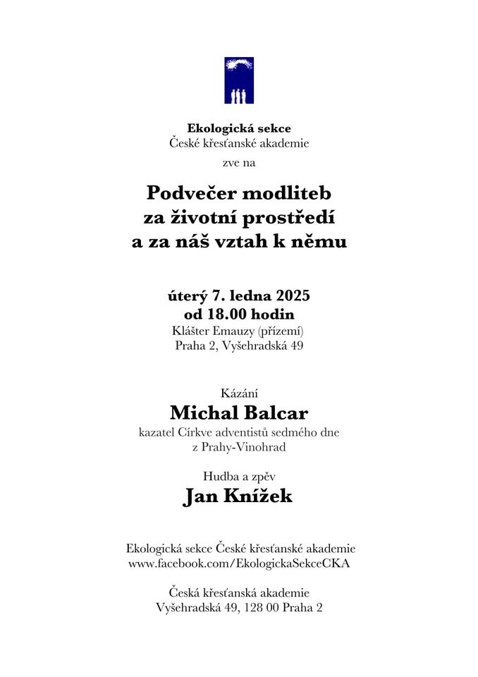 Podvečer modliteb za životní prostředí a náš vztah k němu