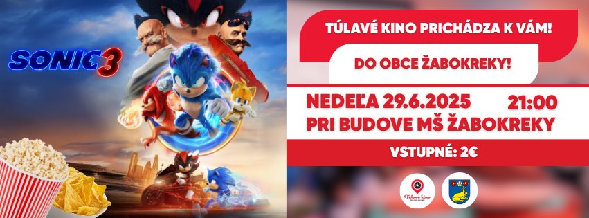 Túlavé kino prichádza do obce Žabokreky! Premietame film Ježko Sonic 3!